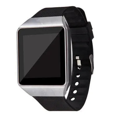 Silver grey smart watch with 1.44-inch touch screen on a wrist, showing Bluetooth call interface.