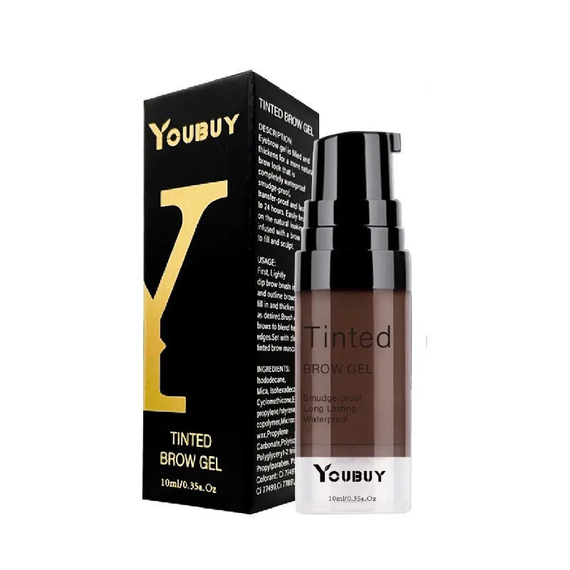 Waterproof quick-drying eyebrow cream in dark grey and golden yellow shades for natural brow colour