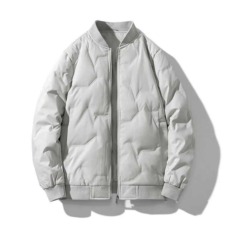 White duck down thickened winter coat for men in solid colour, regular fit, polyester shell