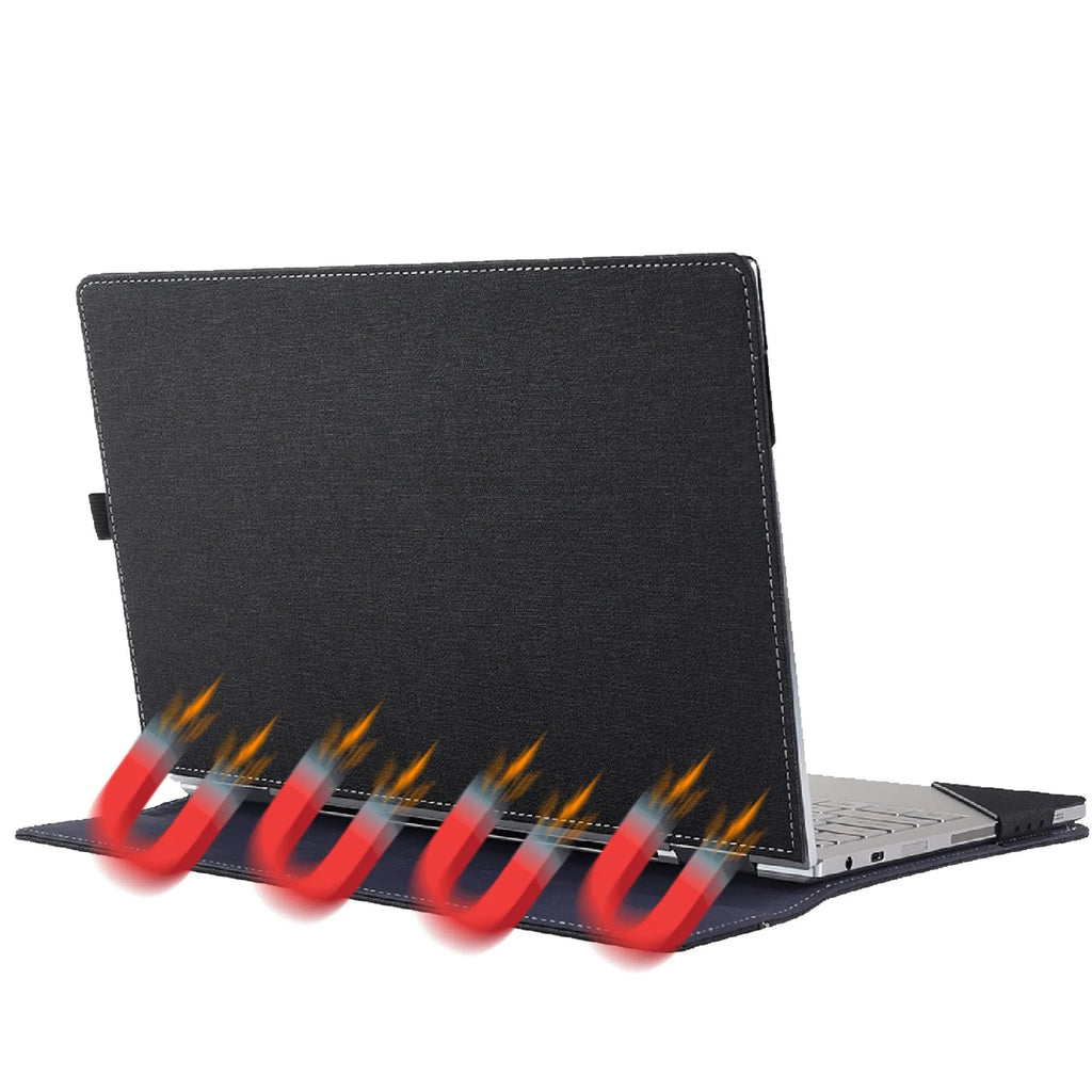 Black imitation leather protective sleeve with Chinese-style fabric design for Microsoft Laptop6 bag