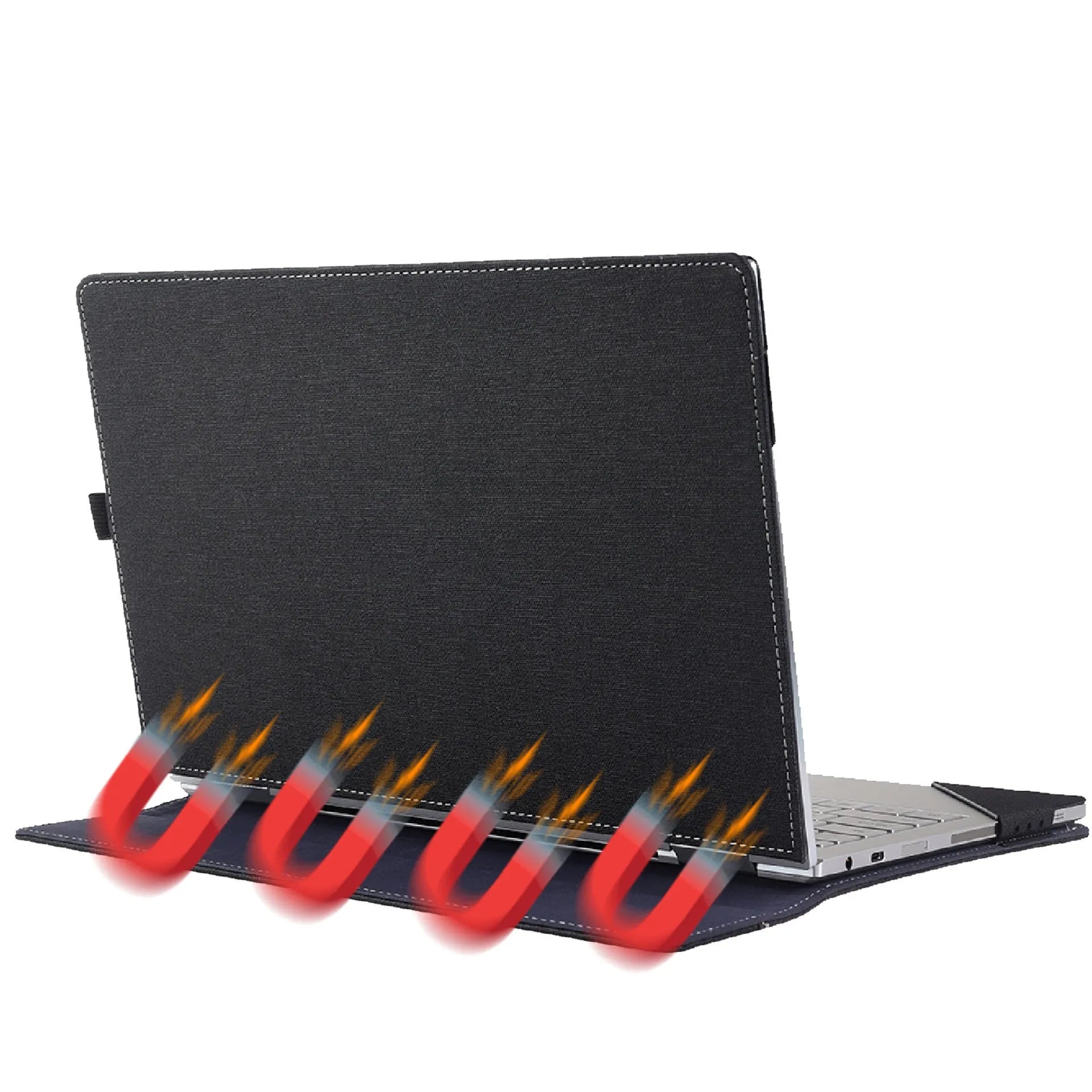 Black imitation leather protective sleeve with Chinese-style fabric design for Microsoft Laptop6 bag