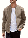 Men's plus size suede zip-up jacket in Army Green colour on a hanger.