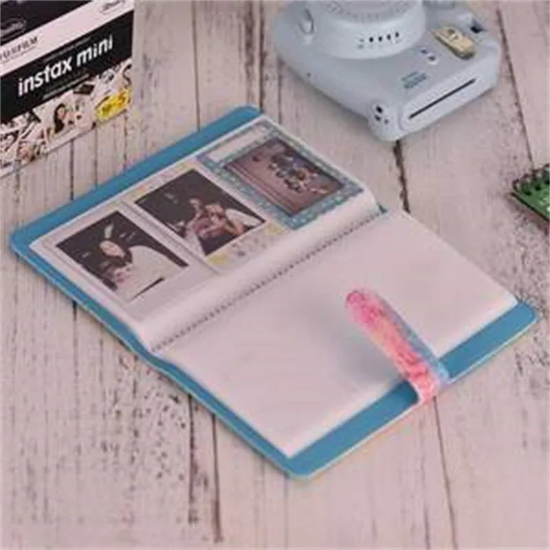 Book-shaped photo album with PU cover, 96 pockets for three-inch photos, picture colour