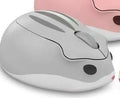 Hamster Wireless Mute Mouse in yellow, pink, and gray colour options, showing its compact size.