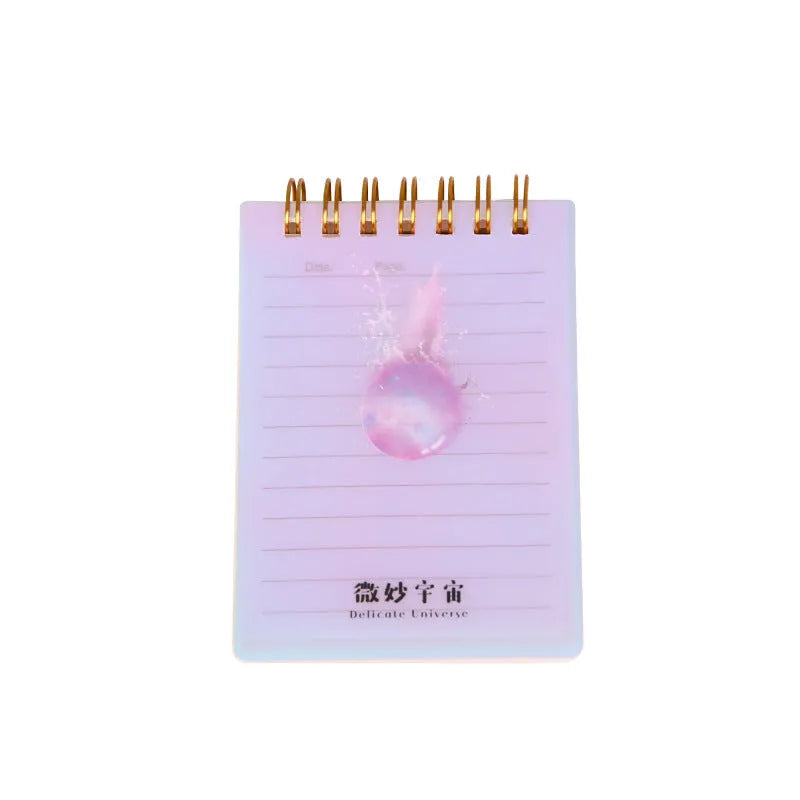A7 spiral notebook with PP plastic cover showing Constellation, Sakura, Ocean, or Universe patterns
