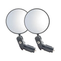 Black ABS convex rearview mirror with 7cm diameter reflector on a 14cm long arm.