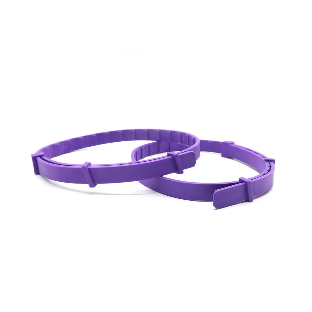 Four dog anxiety relief collars in assorted colours with adjustable 62cm length and TPR material