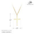 S925 sterling silver necklace with a simple glossy cross pendant on an adjustable O-shaped chain.