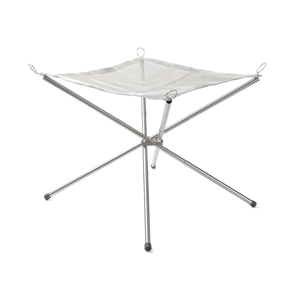 Silver stainless steel barbecue grill net shown in medium and large size options.