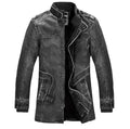 Duolino Classic Leather Jacket for men in genuine leather, blue colour, front view, size options M to 4XL