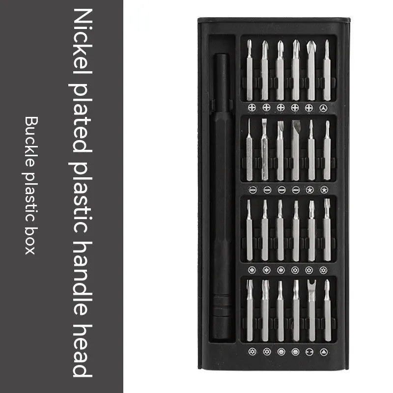 24-in-1 precision magnetic screwdriver set with aluminium handle and organised bit selection