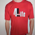 Men's red cotton t-shirt with round neck and short sleeves showing loose casual fit