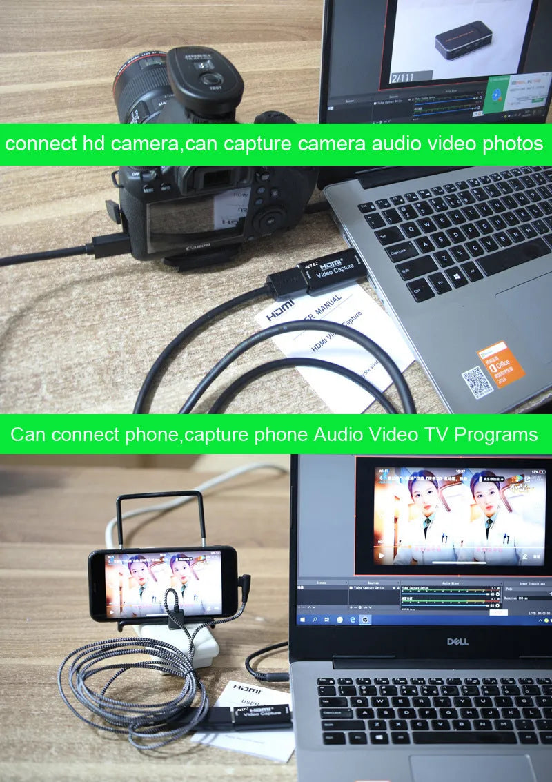 Black HD video capture card USB 3.0 with HDMI input and dimensions 63.8x28x12.8 mm