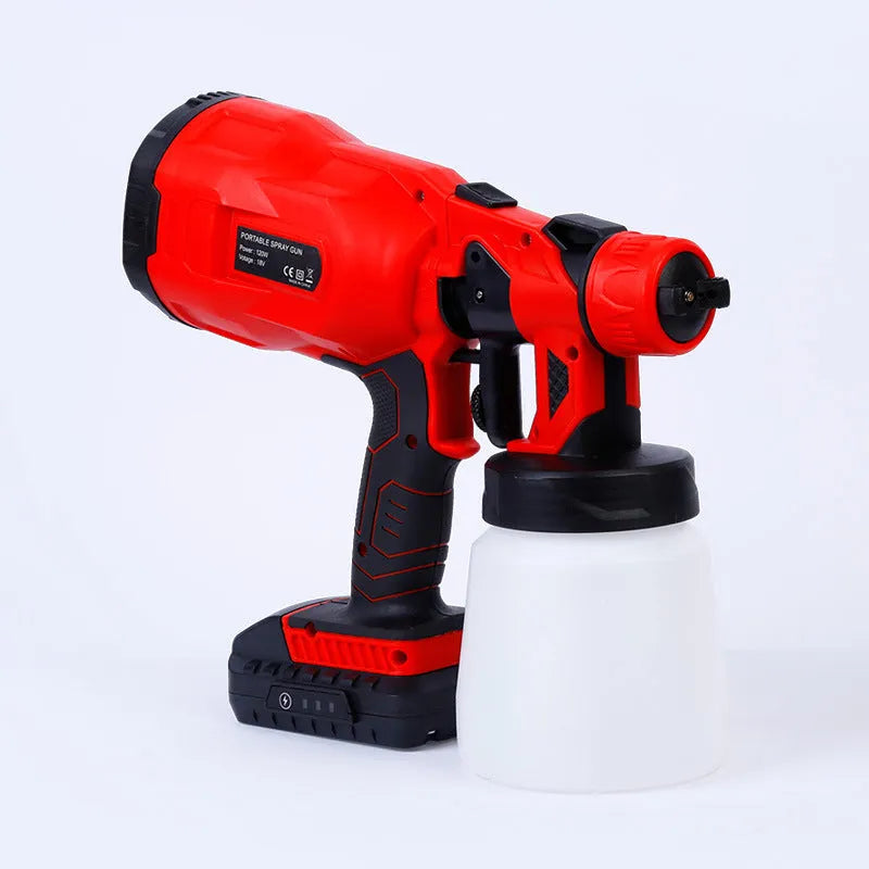 Blue cordless paint spraying machine with watering can and lithium battery