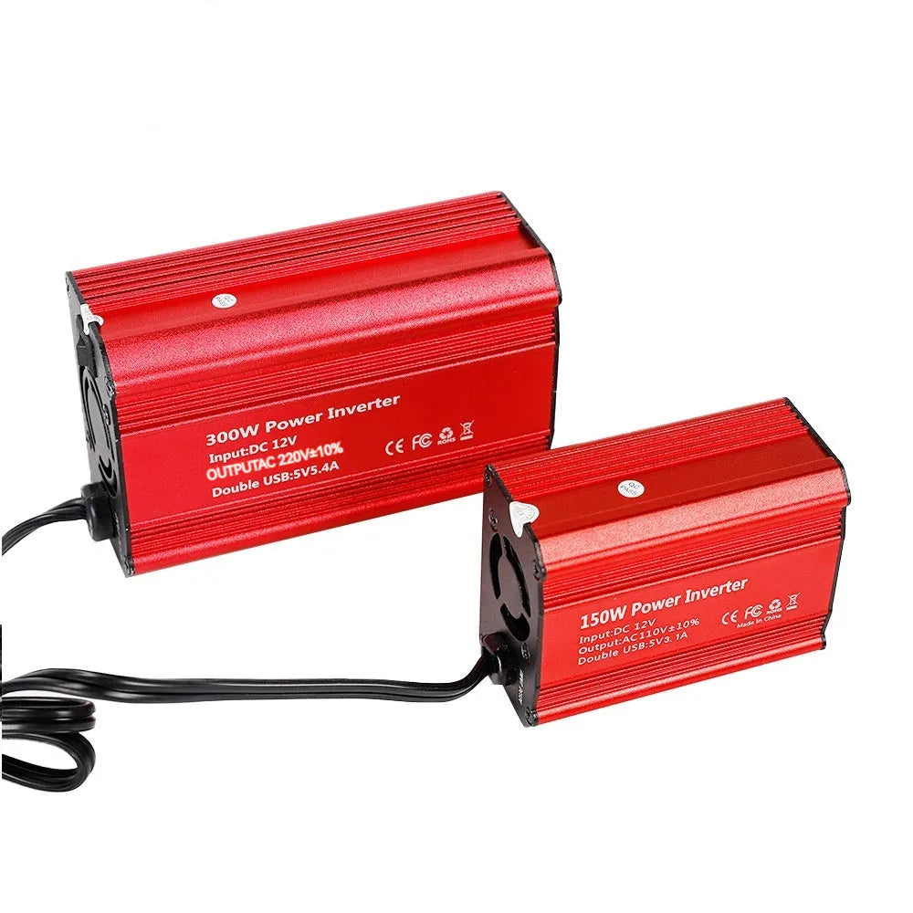 Modified wave car inverter 300W aluminium alloy shell with dual USB ports and indicator light, FM300X series