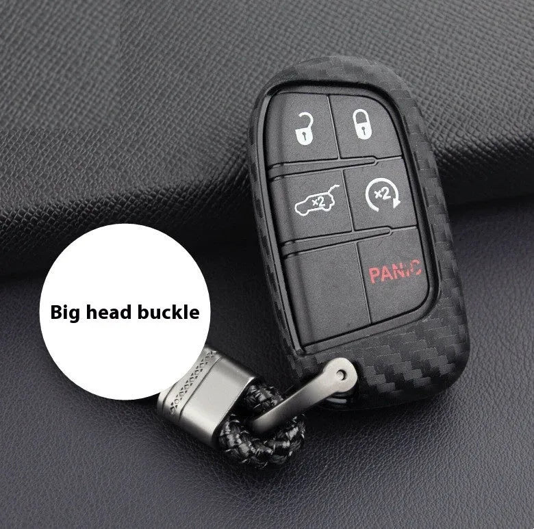 Carbon fibre pattern silicone key case for Dodge Chrysler Fiat remote key fob protection