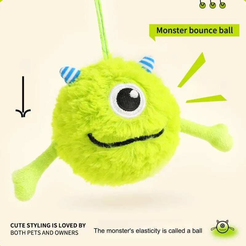 Green sound-activated interactive dog teething ball toy with flexible plush and TPR construction