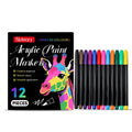 Pack of twelve acrylic paint markers with caps, suitable for glass, ceramic, and metal surfaces