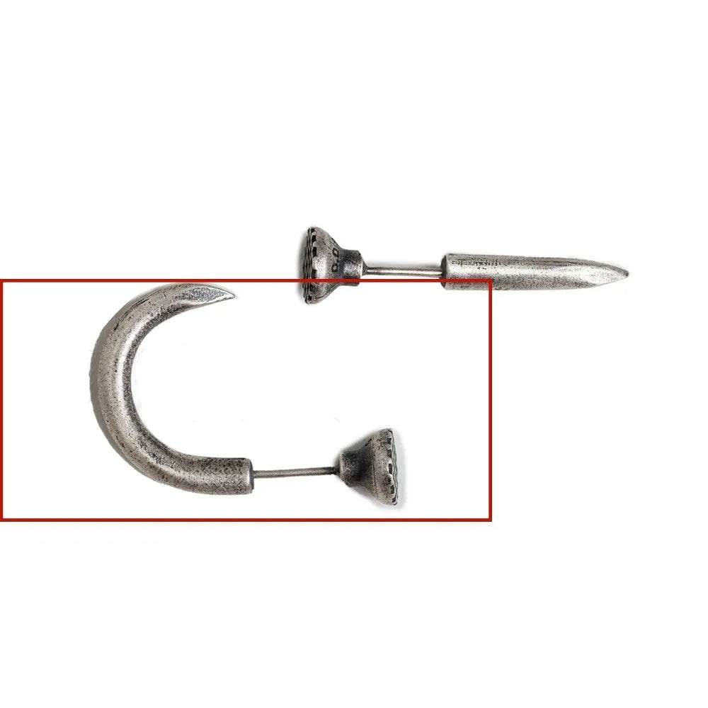 Single S925 sterling silver nail stud earring with ear hook in punk retro style.