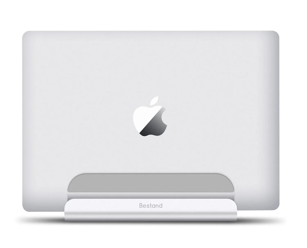 Silver aluminium alloy tablet computer bracket on a desktop