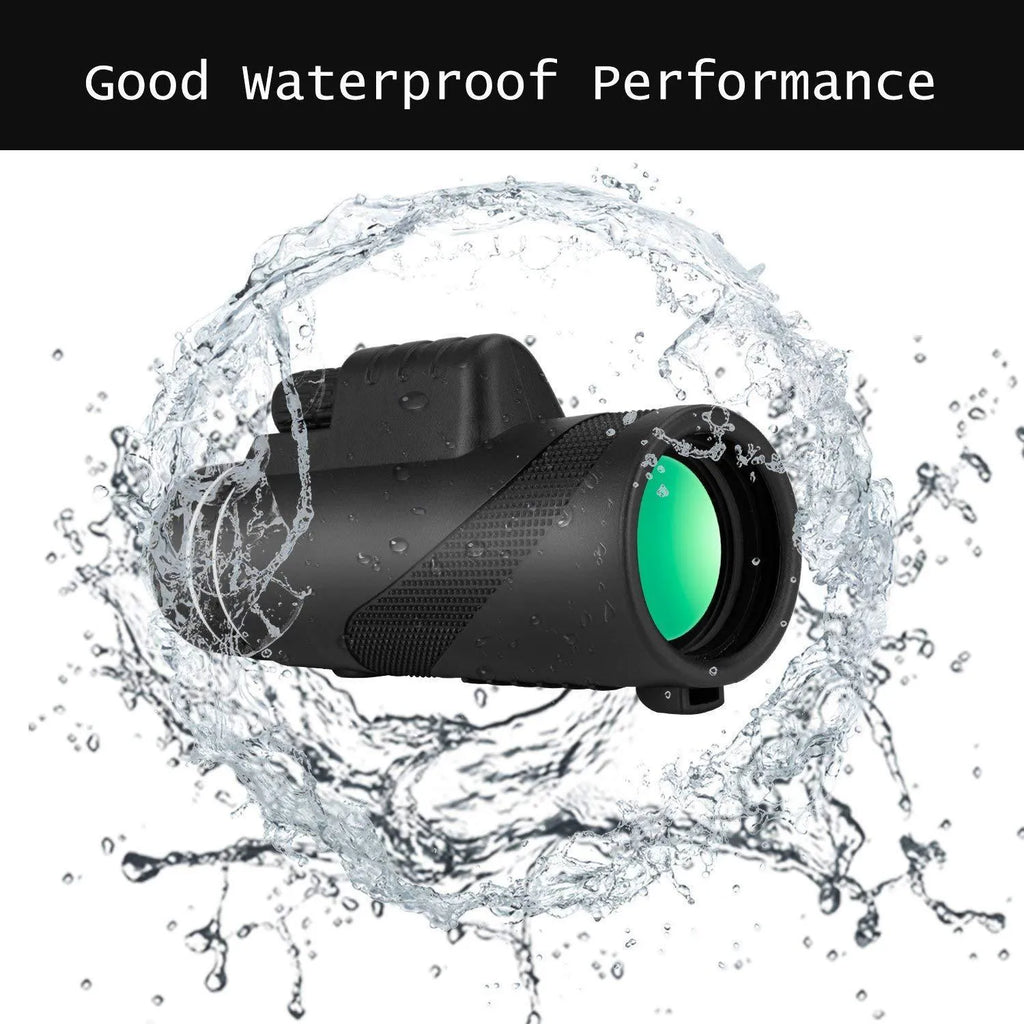 Black HD 40x60 monocular telescope showing 60mm objective lens and compact body design.
