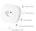 White smart socket plug with WiFi connectivity for voice control, showing EU-style prongs