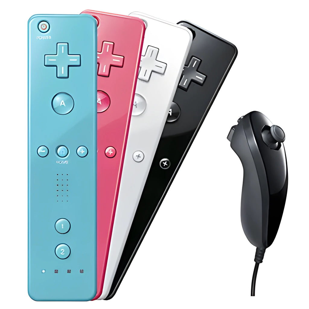 Wii left and right gamepad controllers in chosen colour with wireless infrared sensor