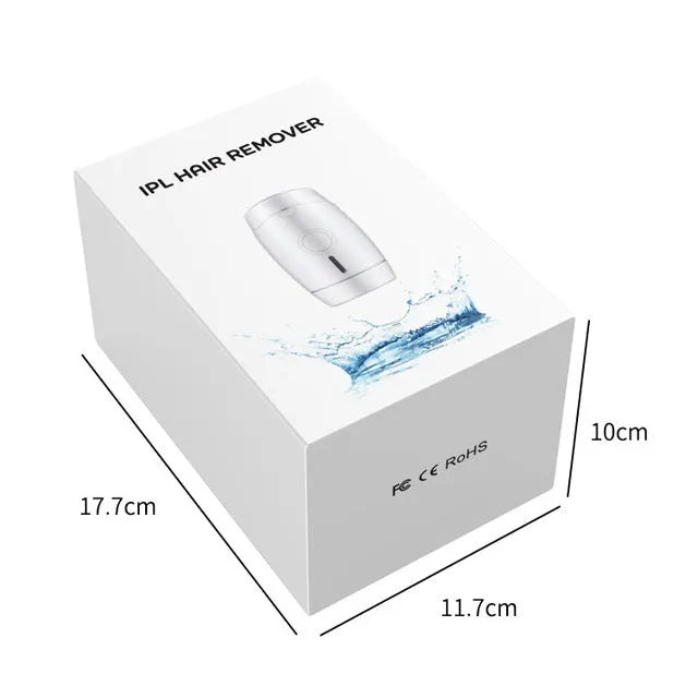 White home laser hair removal instrument with display and buttons on a compact unit.