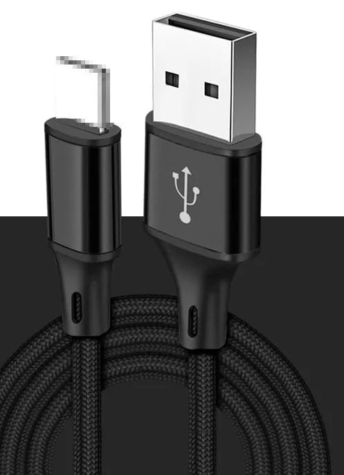 Long 2 metre mobile phone data cable in multiple colours for Apple, Android and TYPE-C phones.