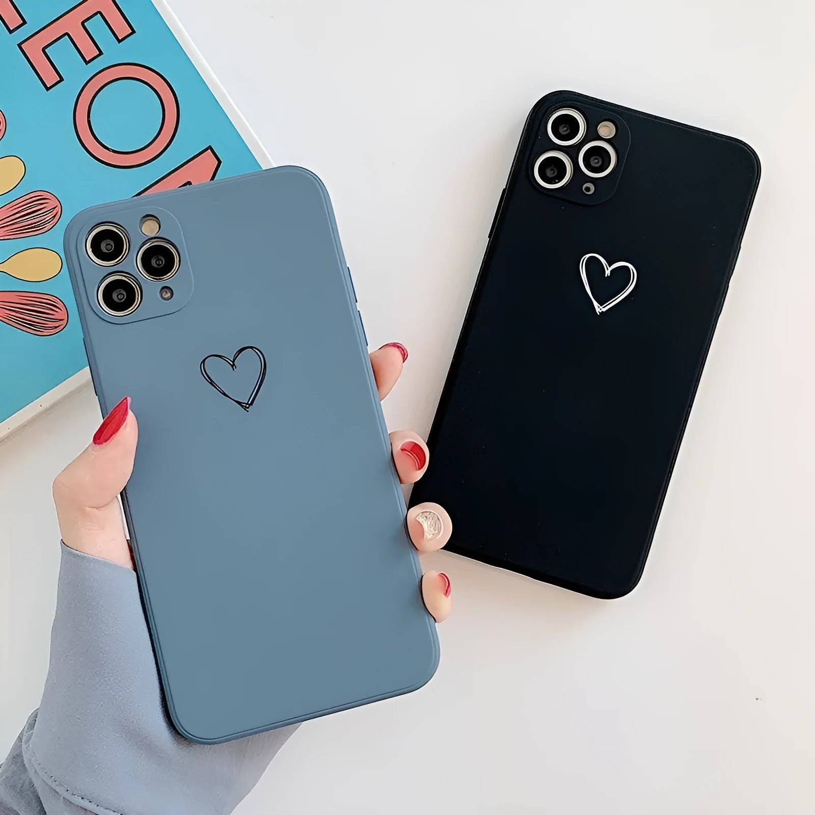 Silicone TPU back cover phone case for Apple iPhone, shown in multiple solid colour options.