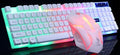 GTX300 gaming keyboard and mouse set with glowing backlight in black or white colours
