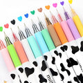 Cow colour gel pen set with 12 coloured refills and 0.38mm tips in plastic case