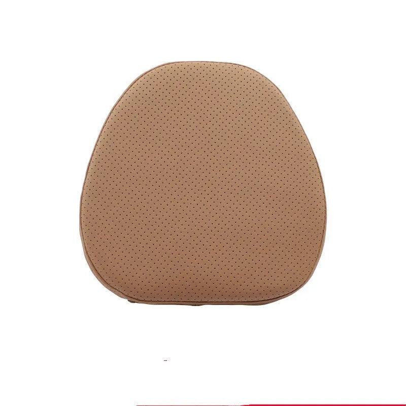 Minimalist style car headrest neck pillow and lumbar support cushion set in brown colour option.