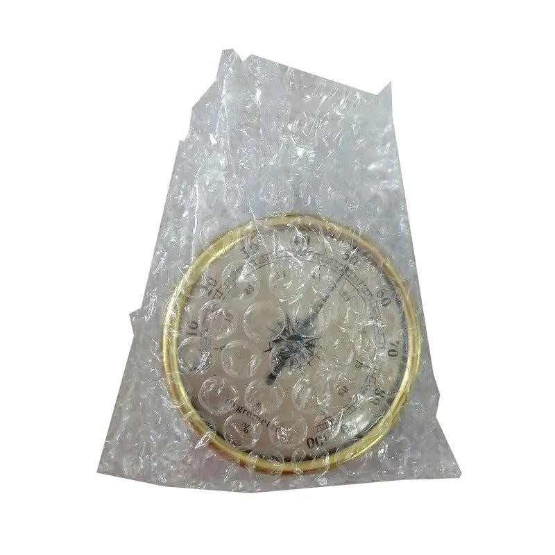 Silver analogue thermometer and hygrometer with aluminium dial and ring for indoor outdoor use