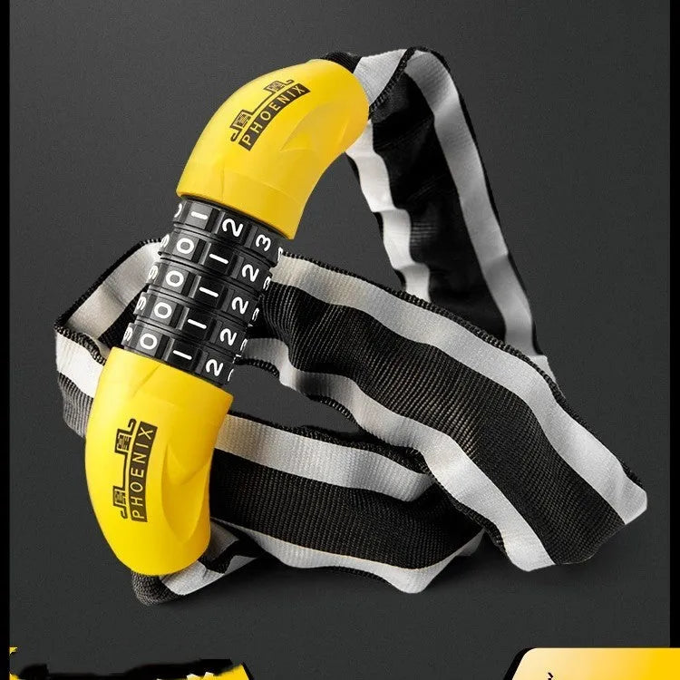 95cm zinc alloy mountain bike chain lock with anti hydraulic shear mechanism in black or yellow