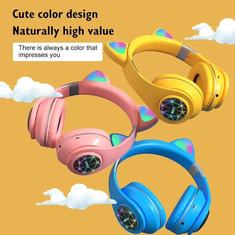 Cat ear wireless sports Bluetooth headset in six colours with head-mounted design