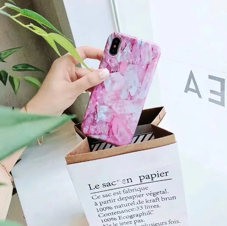 Soft shockproof phone case for iPhone with colourful stone image pattern, multicolour