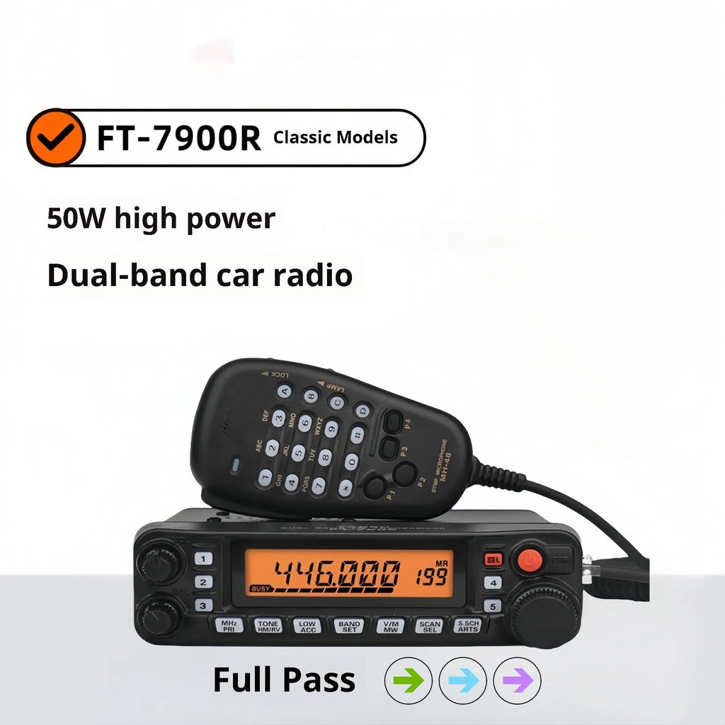 Walkie-talkie unit with antenna and clamp options for vehicle installation during self-driving tours