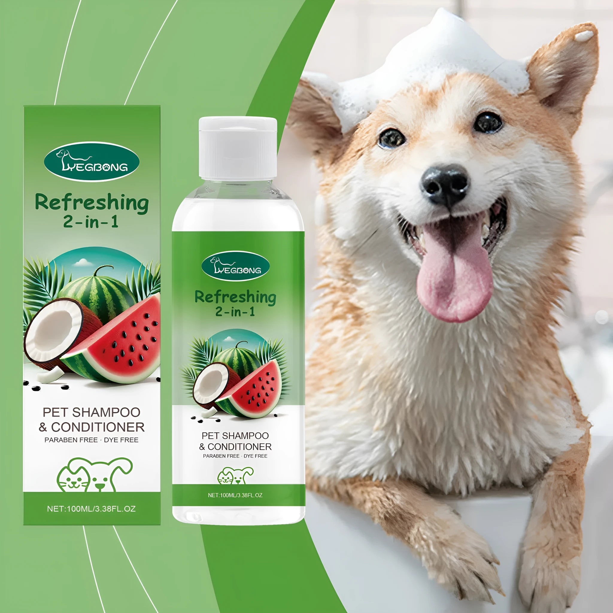 100ml pet 2-in-1 shampoo fragrance shower gel bottle with watermelon and coconut extracts