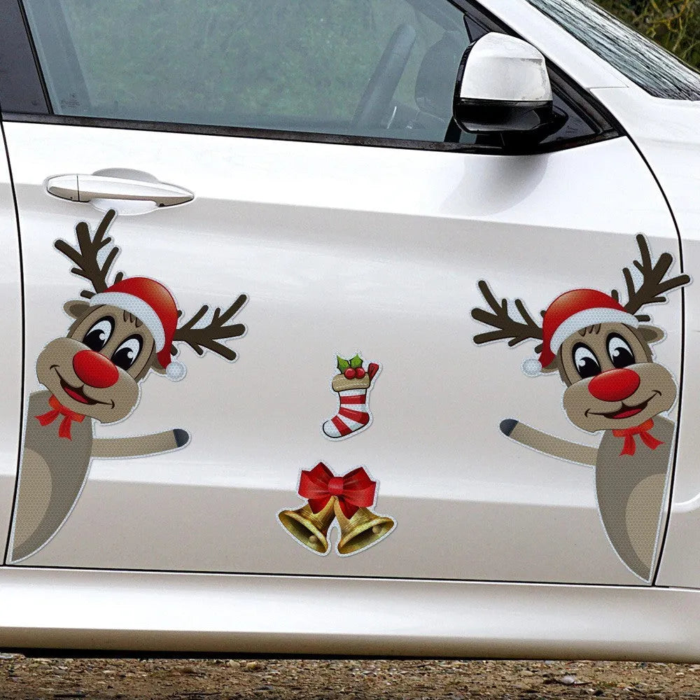 Christmas elk bell magnetic bumper stickers with reflective luminous properties in YFC002 colour