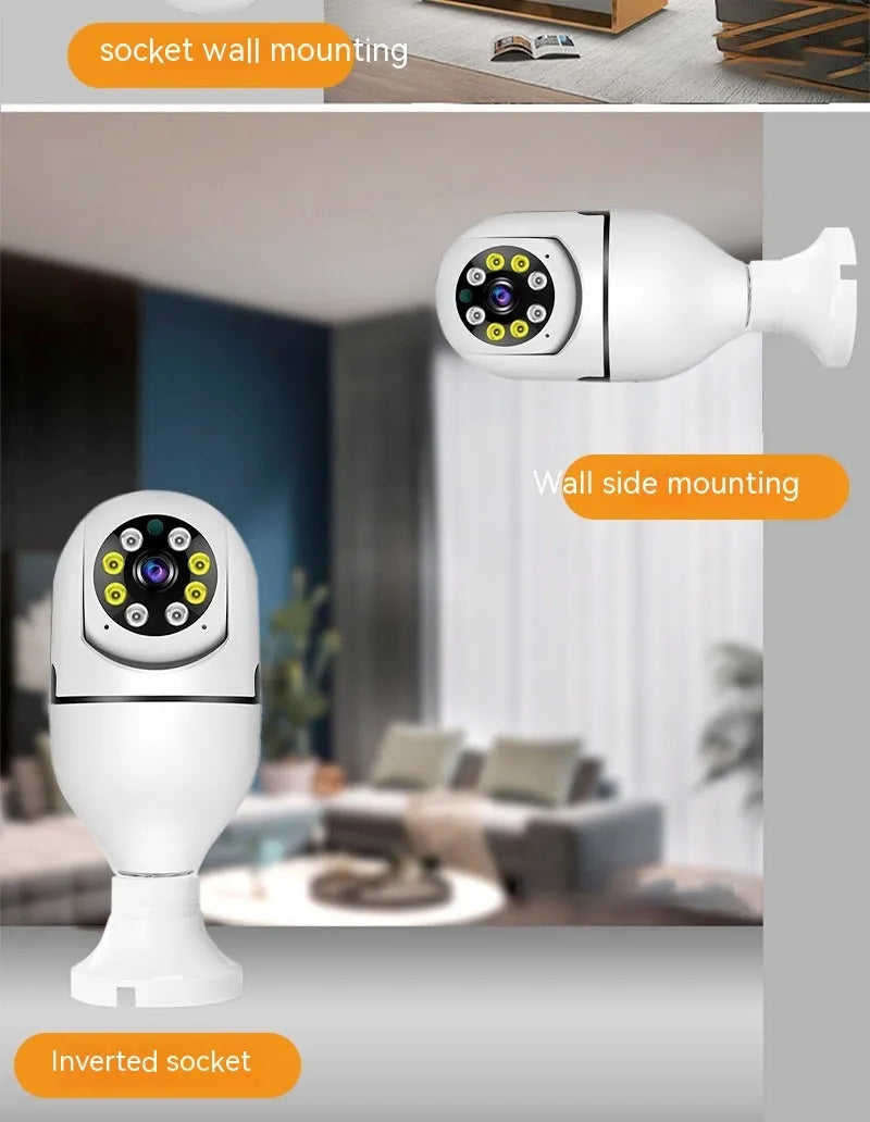 Wireless wifi bulb security camera with 1080p definition and full colour night vision for lamp holder installation