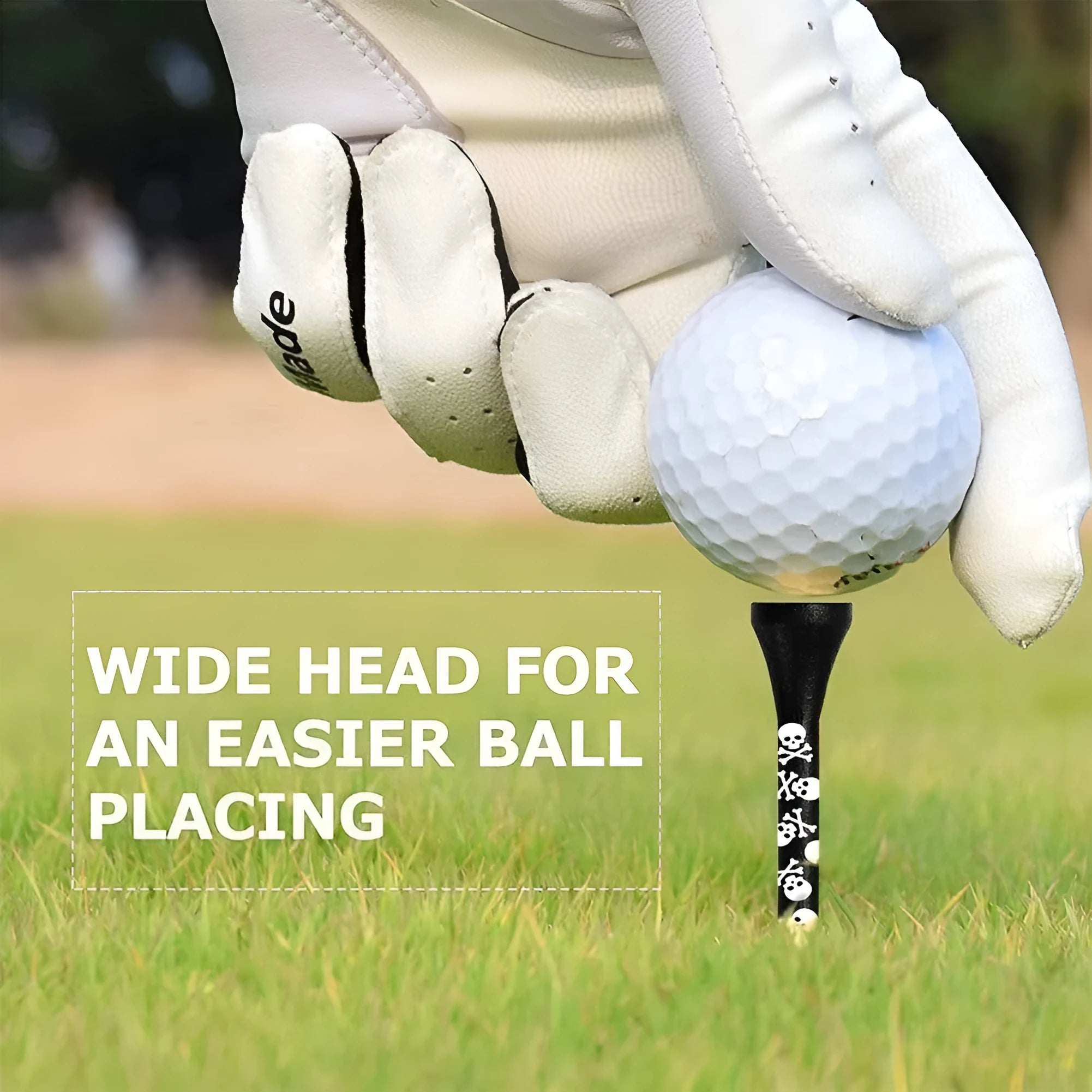 Black skull print bamboo golf dowel pins in 70mm and 83mm lengths