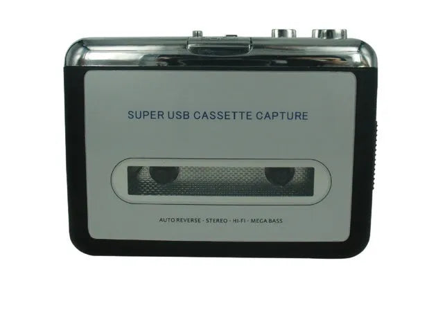 Cassette to MP3 converter unit with USB cable for digitising tape collections to digital audio formats