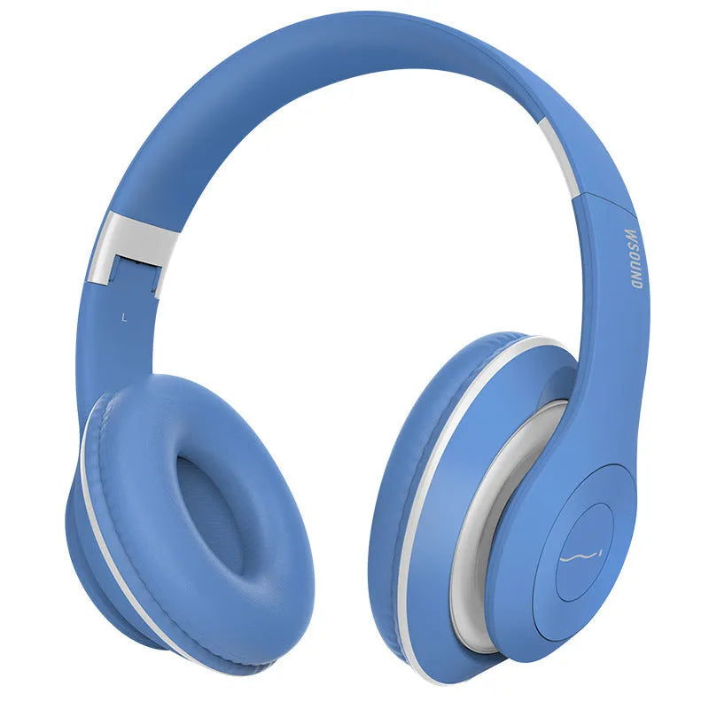 Blue and red Bluetooth wireless stereo headset with bilateral earpiece compatibility