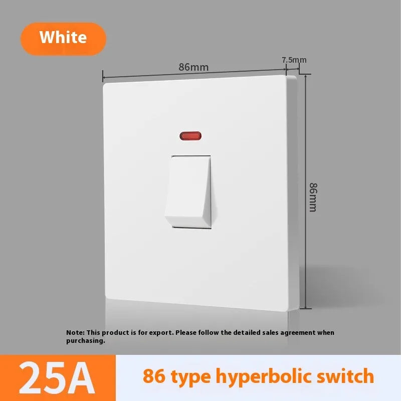 25A three-pole electrical switch with light panel indicator in curved rack design
