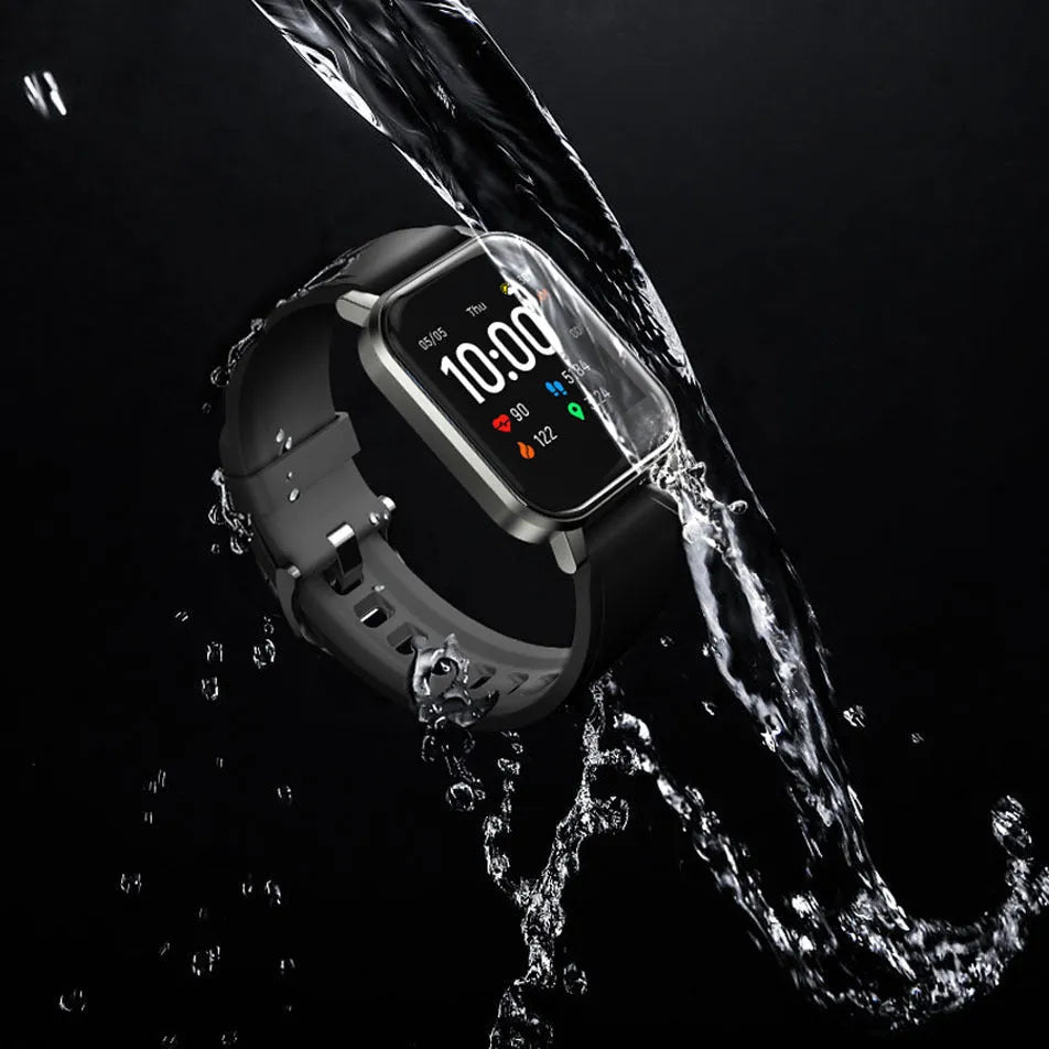 Black waterproof smart bracelet with a 1.4-inch screen on a silicone strap.