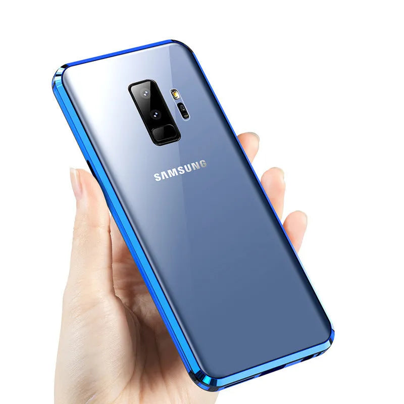 Samsung Galaxy magnetic privacy phone case with anti-peeping screen in closed position showing magnetic closure