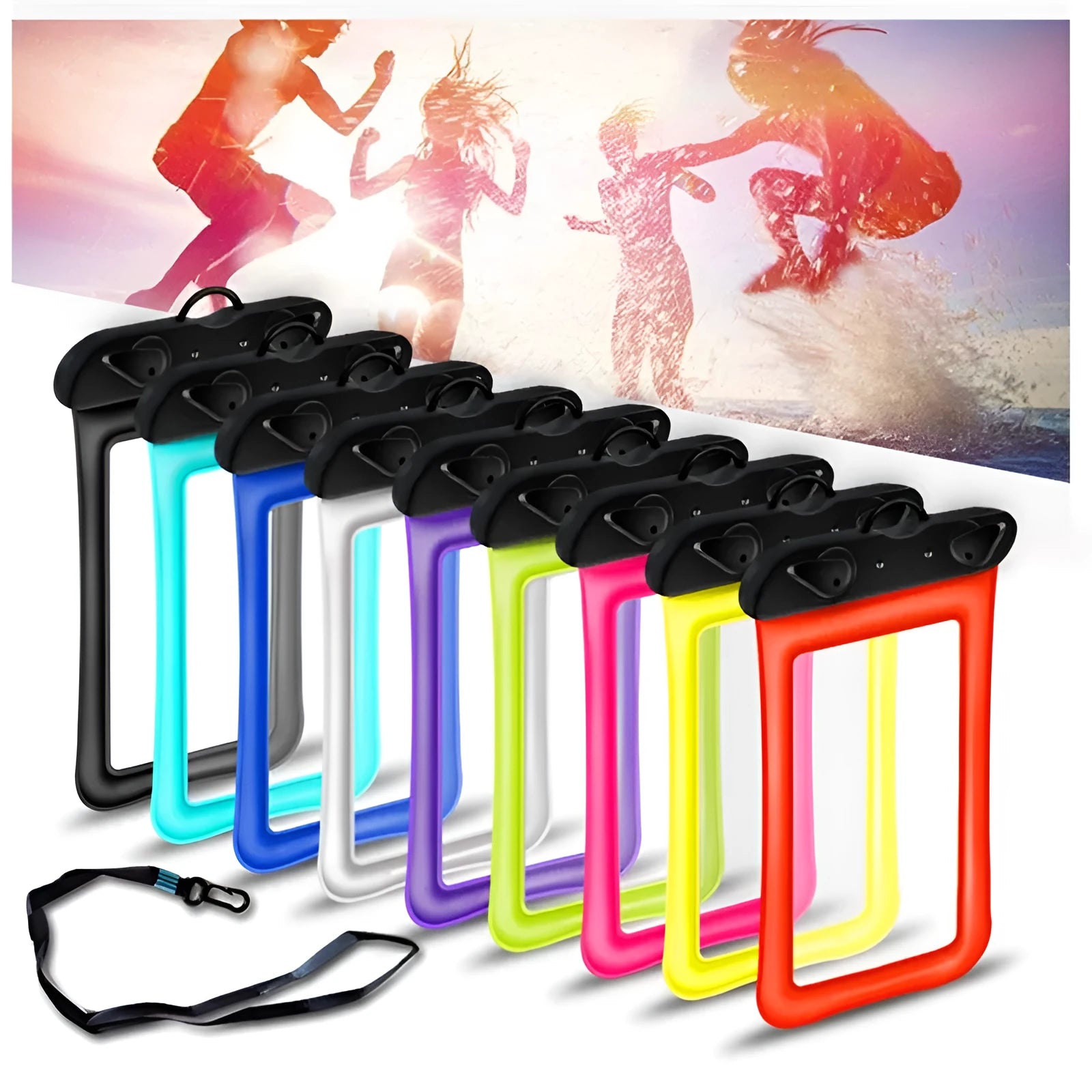 Waterproof phone pouch with lanyard in various colour options