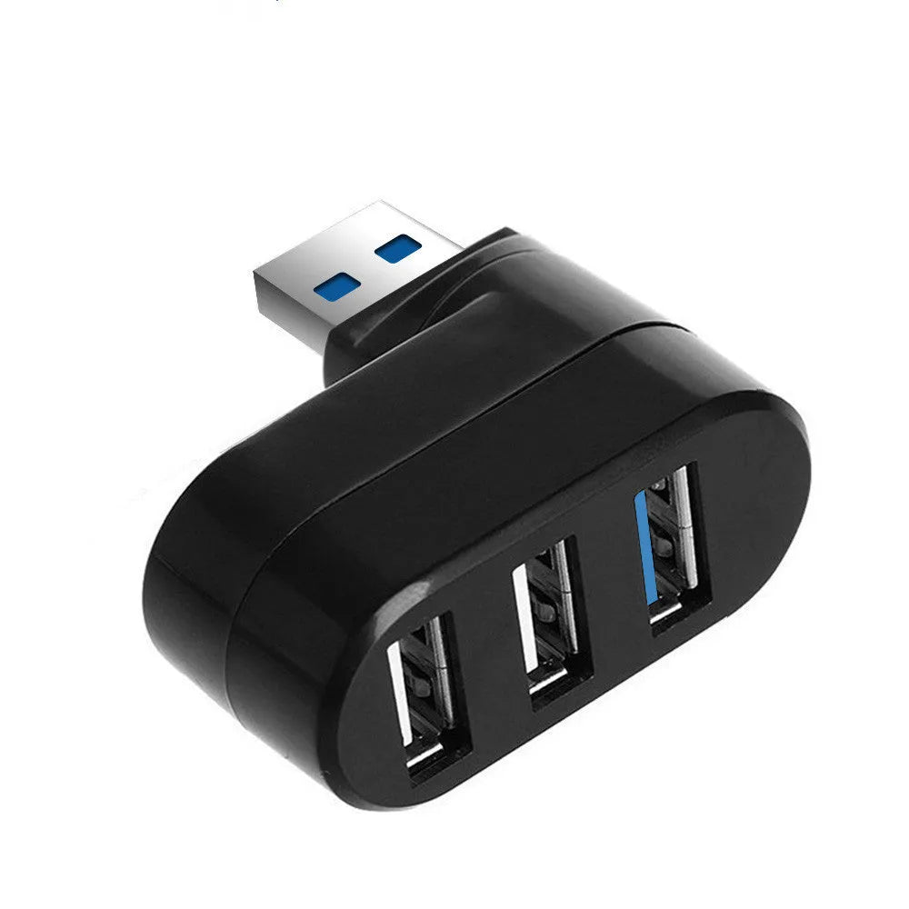 Black or white USB rotary splitter hub with four USB 3.0 ports for device expansion