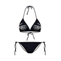 3D printed skull graphic finger bikini mini swimsuit in blue
